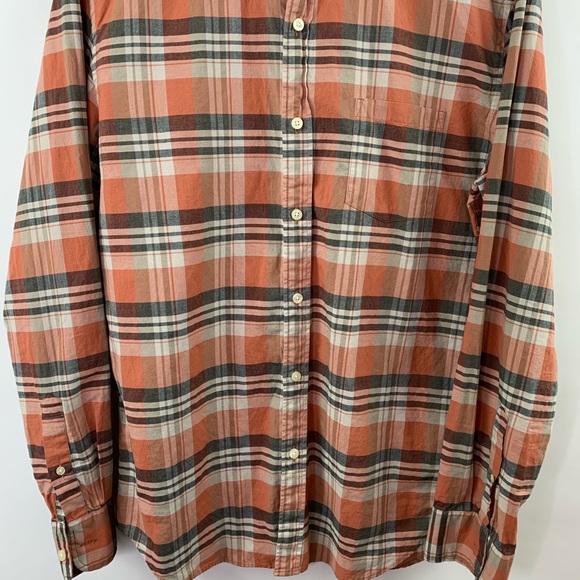 J Crew summer plaid shirt peach menns size large - Picture 3 of 7